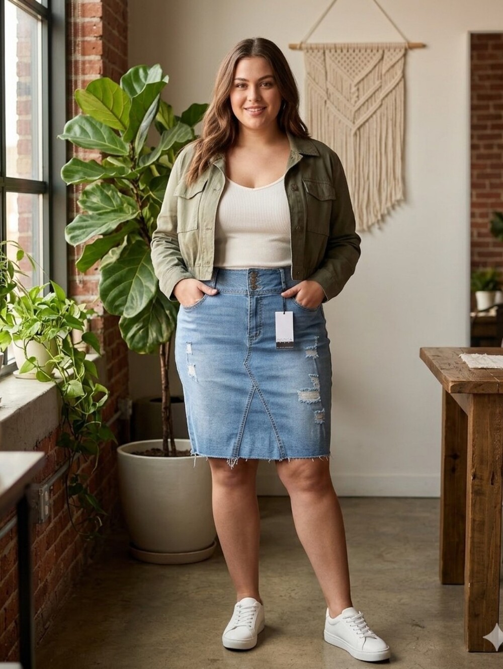NWT sofia by sofia vergara Light Blue Distressed Denim Midi Skirt